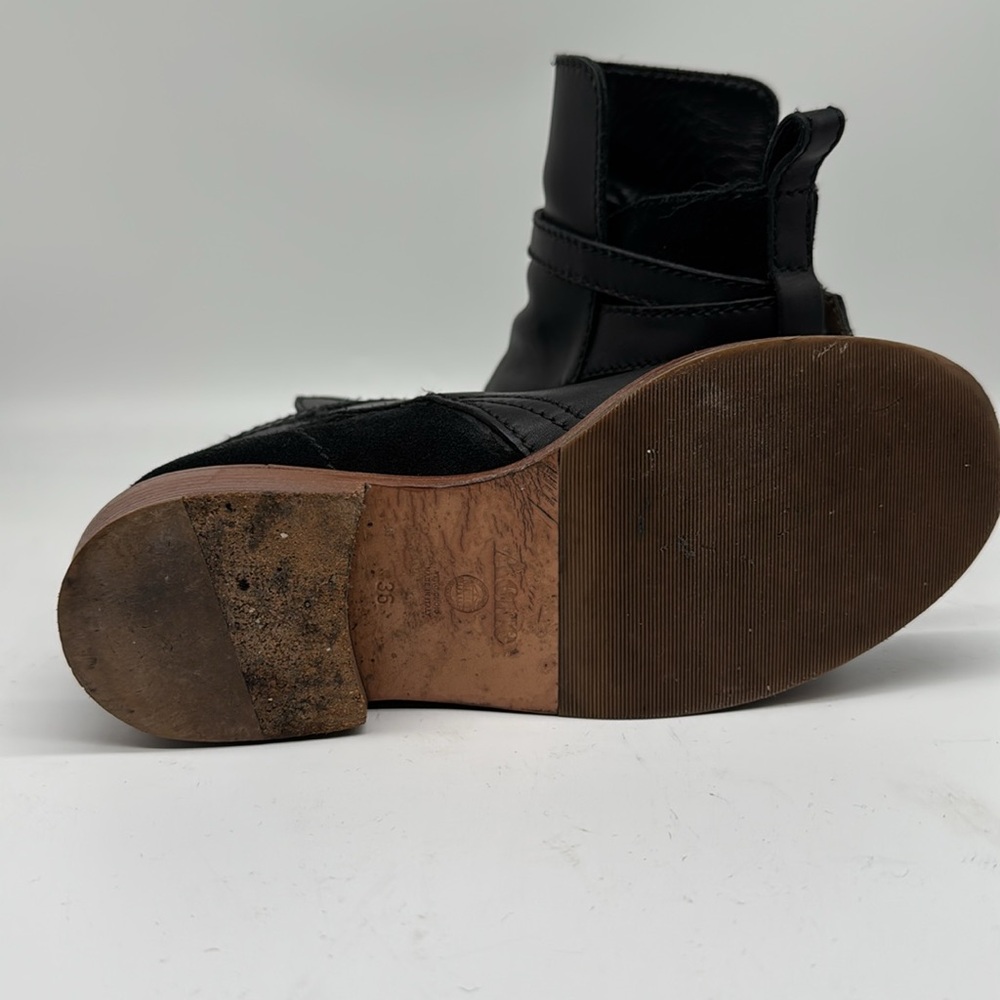 Acne black leather and suede ankle boots 6 - Picture 4 of 5